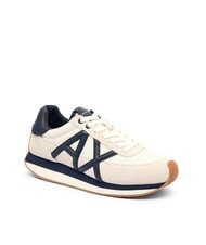 ARMANI EXCHANGE ROYALE SUEDE AIR MESH Ledersneakers mit AX-Logo cremeweiß + marineblau - Herrenschuhe - 2