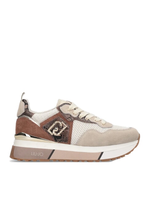 MAXI WONDER 01 Plateau-Sneaker mit Python-Details Seil/Schokolade - Damenschuhe