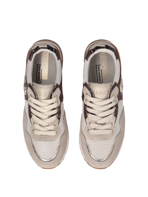 MAXI WONDER 01 Plateau-Sneaker mit Python-Details Seil/Schokolade - Damenschuhe