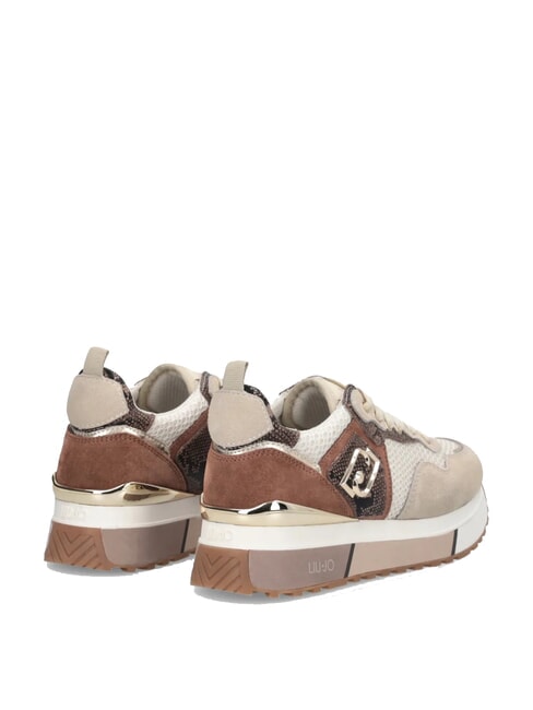 MAXI WONDER 01 Plateau-Sneaker mit Python-Details Seil/Schokolade - Damenschuhe