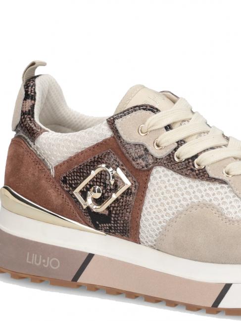 MAXI WONDER 01 Plateau-Sneaker mit Python-Details Seil/Schokolade - Damenschuhe