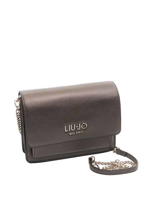 CALIWEN Kleine Umhängetasche mit Überschlag Anthrazit met. - Damentaschen