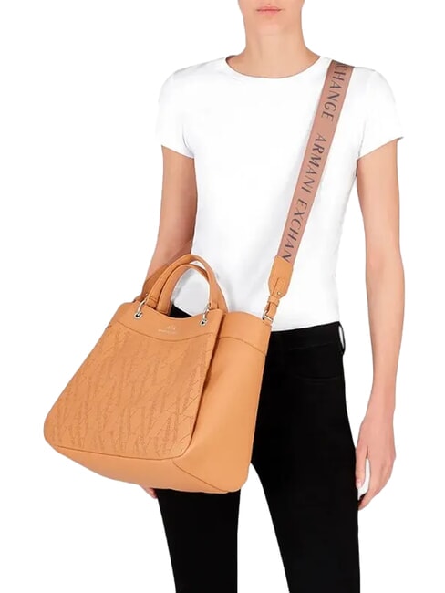 WAVE Große perforierte Handtasche Kamelrosa - Damentaschen