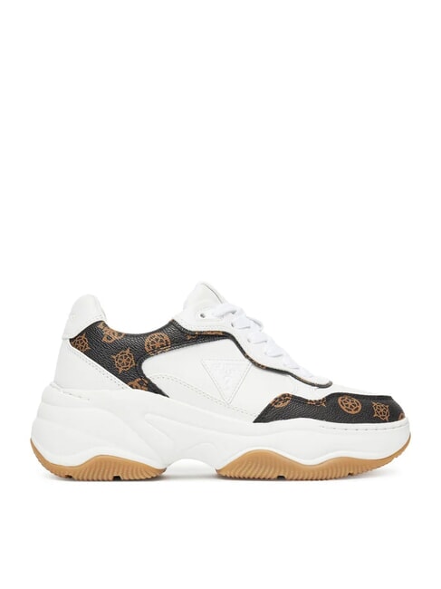 HAPYY3 Sneaker mit Pfingstrosen-Logoeins&auml;tzen Weiss-braun - Damenschuhe