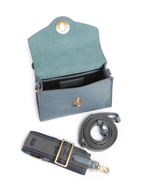 IRENE  Mini-Umhängetasche aus Leder Himmelblau mit Gold abb - Damentaschen