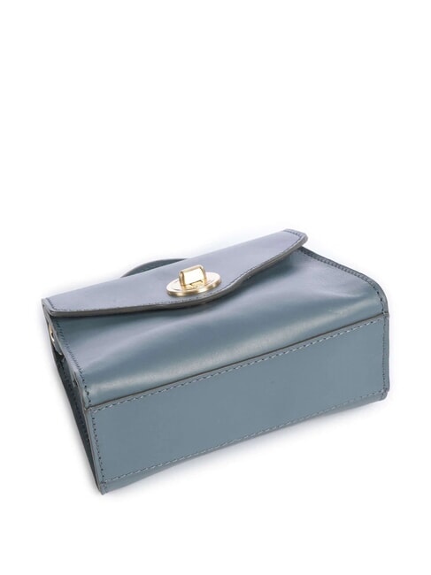 IRENE  Mini-Umhängetasche aus Leder Himmelblau mit Gold abb - Damentaschen