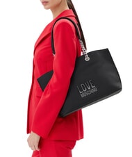 LOVE MOSCHINO PRISM Einkaufstasche mit Kettengriffen Schwarz Schwarz - Damentaschen - 5