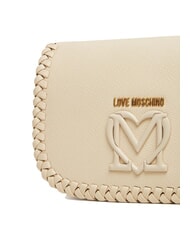 LOVE MOSCHINO BRAIDED Umhängetasche mit Überschlag Elfenbein - Damentaschen - 4