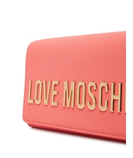 LOVE MOSCHINO BOLD LOGO Tasche mit Klappe und Kettenschultergurt Koralle - Damentaschen - 3