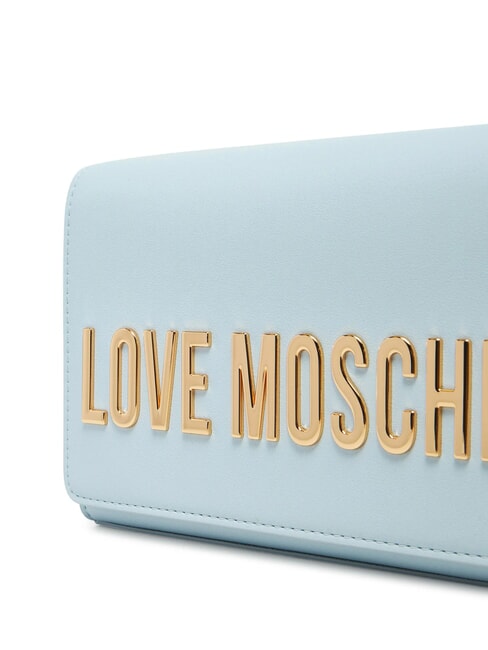 BOLD LOGO Tasche mit Klappe und Kettenschultergurt Hellblau - Damentaschen
