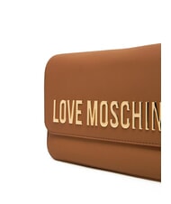 LOVE MOSCHINO LAMINATED BOLD LOVE Umhängetasche mit Überschlag Kamel - Damentaschen - 4