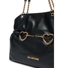 LOVE MOSCHINO EMBOSSED Umhängetasche mit Metallherzen Schwarz - Damentaschen - 3