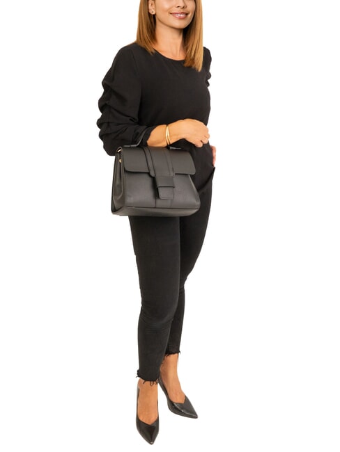 SABRINA Dollar-Umh&auml;ngetasche aus Leder Schwarz - Damentaschen