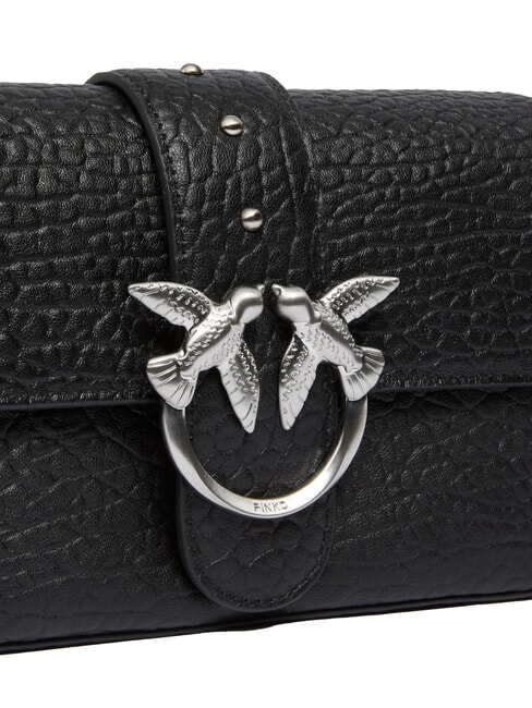 LOVE ONE SLOUCHY  Mini-Umhängetasche aus Leder schwarze Limousine - mattsilber - Damentaschen