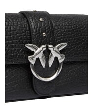 PINKO LOVE ONE SLOUCHY  Mini-Umhängetasche aus Leder schwarze Limousine - mattsilber - Damentaschen - 3