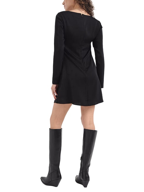 CK JEANS Kurzes Kleid mit langen Ärmeln und Allover-Logo Ton in Ton schwarz geblümtes AOP - Damenkleider