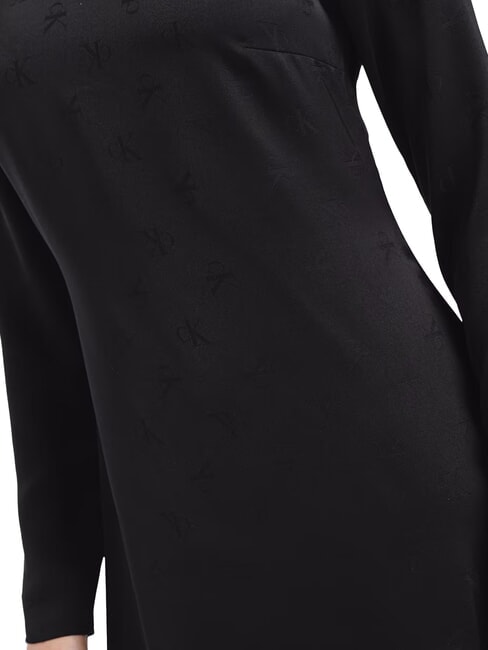 CK JEANS Kurzes Kleid mit langen Ärmeln und Allover-Logo Ton in Ton schwarz geblümtes AOP - Damenkleider