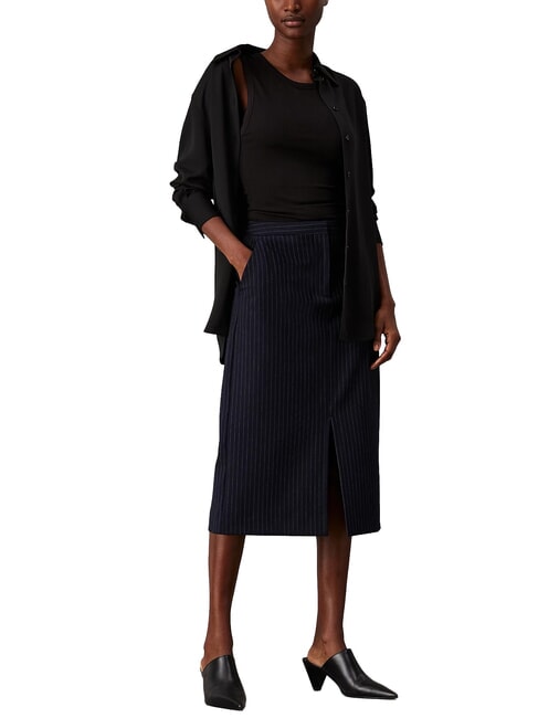 CK Nadelstreifen-Midirock Nachthimmel / grauer Morgenstreifen - Damenröcke