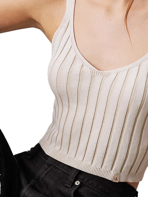 CK JEANS Bralette-Tanktop aus Baumwolle Elfenbein / Pelikan - T-Shirts und Tops für Damen