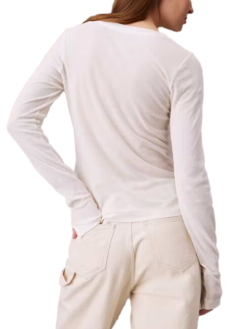 CK JEANS Baumwollpullover mit Rundhalsausschnitt Elfenbein - Damenpullover