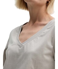 CALVIN KLEIN CK Kurzärmliges T-Shirt mit V-Ausschnitt Sandkiesel - T-Shirts und Tops für Damen - 3