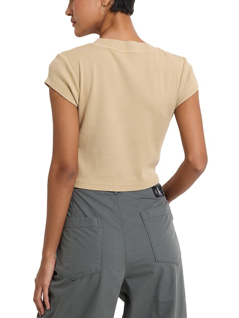 CK JEANS Kurzärmliges Cropped-T-Shirt blasses Khaki - T-Shirts und Tops für Damen