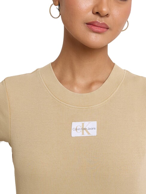 CK JEANS Kurzärmliges Cropped-T-Shirt blasses Khaki - T-Shirts und Tops für Damen