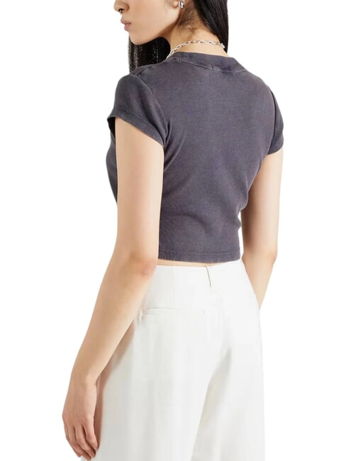 CK JEANS Kurzärmliges Cropped-T-Shirt gewaschenes Schwarz - T-Shirts und Tops für Damen