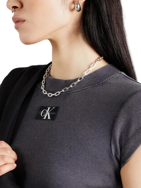 CK JEANS Kurzärmliges Cropped-T-Shirt gewaschenes Schwarz - T-Shirts und Tops für Damen