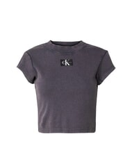 CALVIN KLEIN CK JEANS Kurzärmliges Cropped-T-Shirt gewaschenes Schwarz - T-Shirts und Tops für Damen - 4