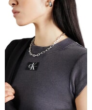 CALVIN KLEIN CK JEANS Kurzärmliges Cropped-T-Shirt gewaschenes Schwarz - T-Shirts und Tops für Damen - 3