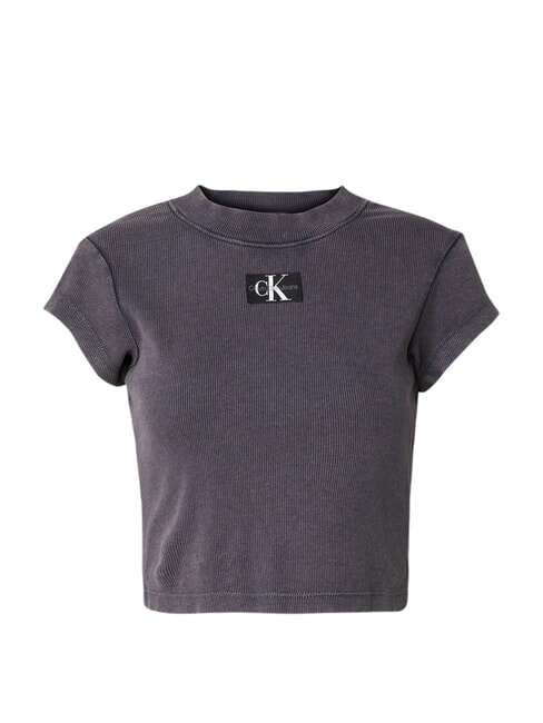 CK JEANS Kurzärmliges Cropped-T-Shirt gewaschenes Schwarz - T-Shirts und Tops für Damen