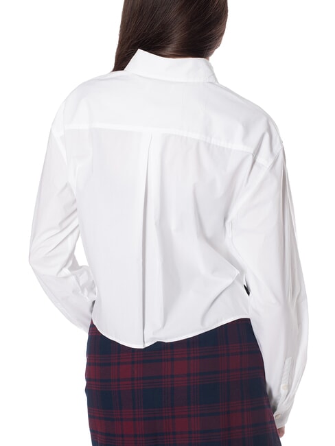 CK JEANS Kurzes, langärmeliges Baumwollhemd strahlendes Weiß - Damenblusen