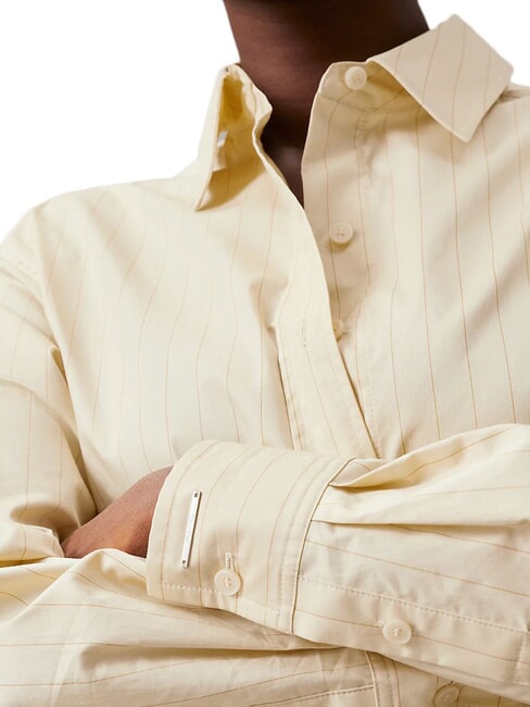 CK Langarmhemd im Relaxed Fit Holzasche / Eiskaffeestreifen - Damenblusen