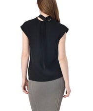 CALVIN KLEIN CK Hochgeschlossenes, kurzärmliges Cut-Out-Shirt ck schwarz - Damenblusen - 2