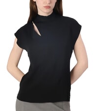 CALVIN KLEIN CK Hochgeschlossenes, kurzärmliges Cut-Out-Shirt ck schwarz - Damenblusen - 3
