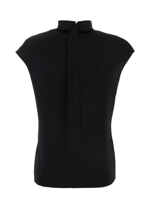 CK Hochgeschlossenes, kurzärmliges Cut-Out-Shirt ck schwarz - Damenblusen