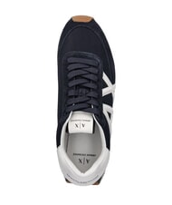 ARMANI EXCHANGE ROYALE SUEDE AIR MESH Ledersneakers mit AX-Logo Marineblau + Cremeweiß - Herrenschuhe - 4