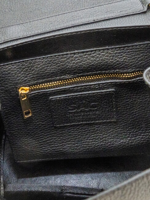 SABRINA Dollar-Umh&auml;ngetasche aus Leder Schwarz - Damentaschen