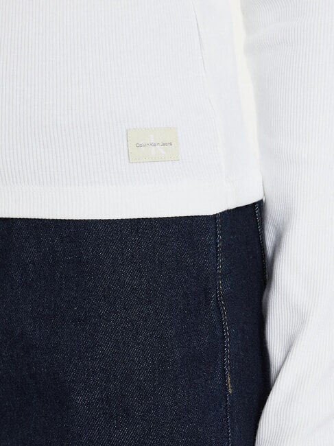 CK JEANS Gerippter Rundhalspullover strahlendes Weiß - Damenpullover