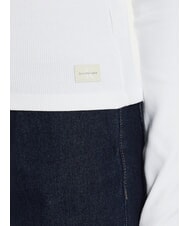 CALVIN KLEIN CK JEANS Gerippter Rundhalspullover strahlendes Weiß - Damenpullover - 4