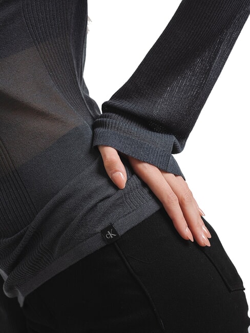 CK JEANS Transparenter Pullover mit Rundhalsausschnitt Ebenholz - Damenpullover