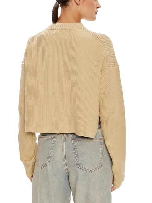 CK JEANS Pullover mit Rundhalsausschnitt und Logo blasses Khaki - Damenpullover