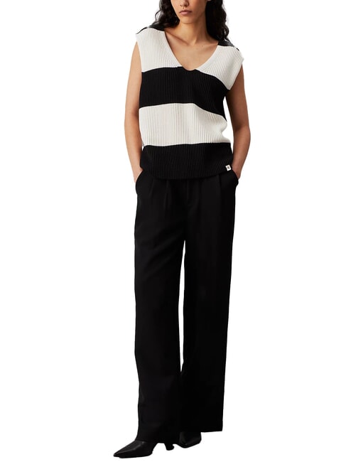 CK JEANS Strickweste aus Baumwolle Elfenbein / CK Schwarz - T-Shirts und Tops für Damen