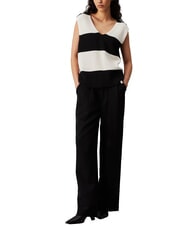 CALVIN KLEIN CK JEANS Strickweste aus Baumwolle Elfenbein / CK Schwarz - T-Shirts und Tops für Damen - 4