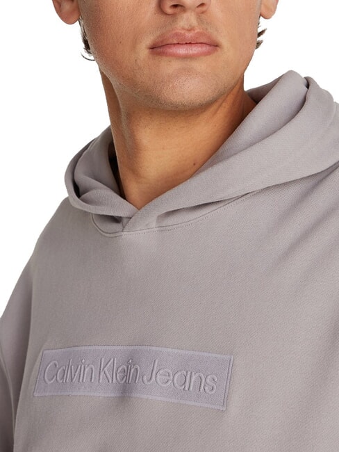 CK JEANS Hoodie mit Box-Logo Möwengrau - Sweatshirts Herren