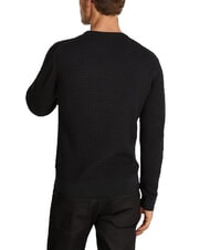 CALVIN KLEIN CK Rundhalspullover mit gewebten Details ck schwarz - Herrenpullover - 2