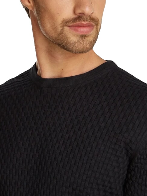 CK Rundhalspullover mit gewebten Details ck schwarz - Herrenpullover