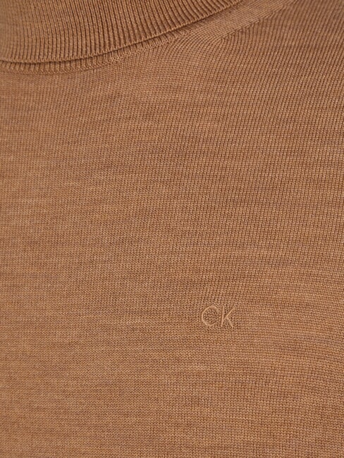 CK Slim-Fit-Rollkragenpullover aus Wolle Travertin-Heide - Herrenpullover