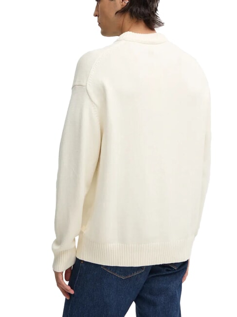 CK JEANS Oversize-Pullover mit Rundhalsausschnitt Elfenbein - Herrenpullover